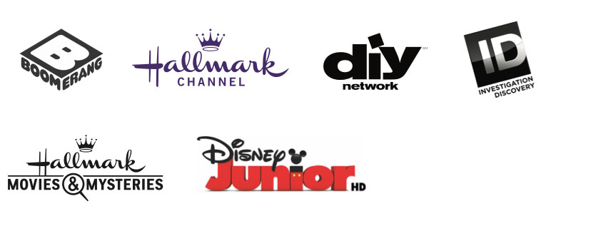 Boomerang TV Channel, Hallmark Channel, DIY Network, Hallmark Movies & Mystery, Disney Jr. HD
